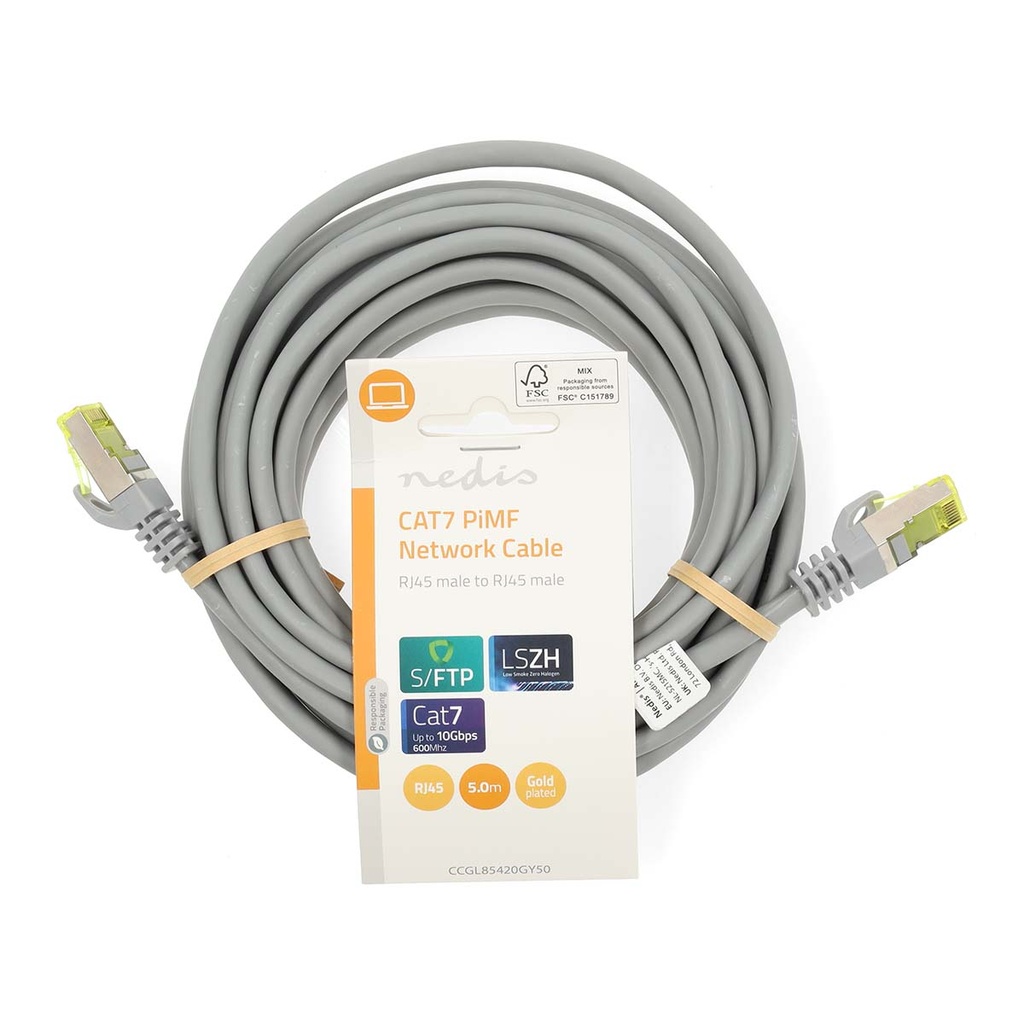 Nedis CCGL85420GY50 CAT7 Netwerkkabel S/FTP RJ45 5m LSZH Grijs