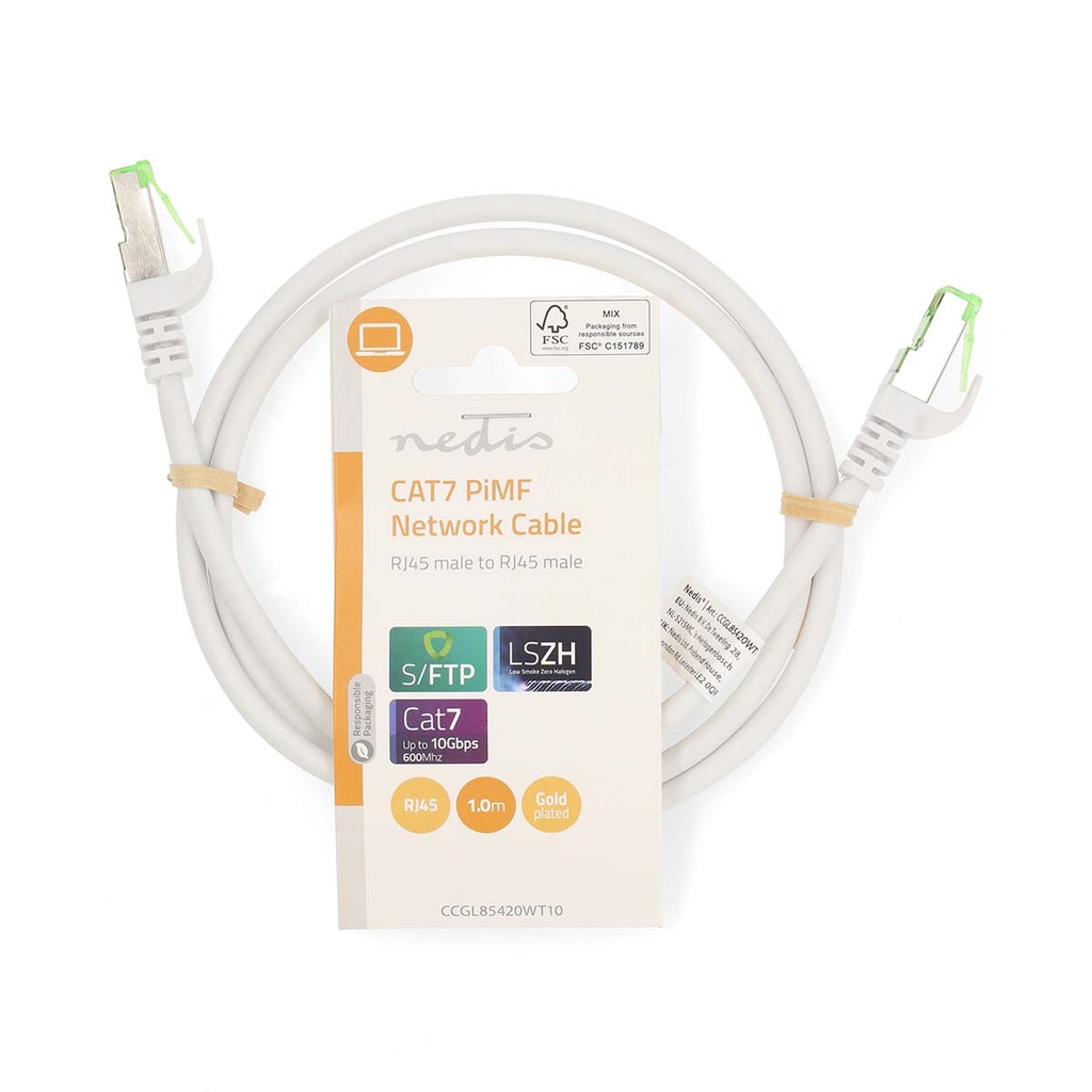 Nedis CCGL85420WT10 CAT7 Netwerkkabel S/FTP RJ45 1m LSZH Wit 