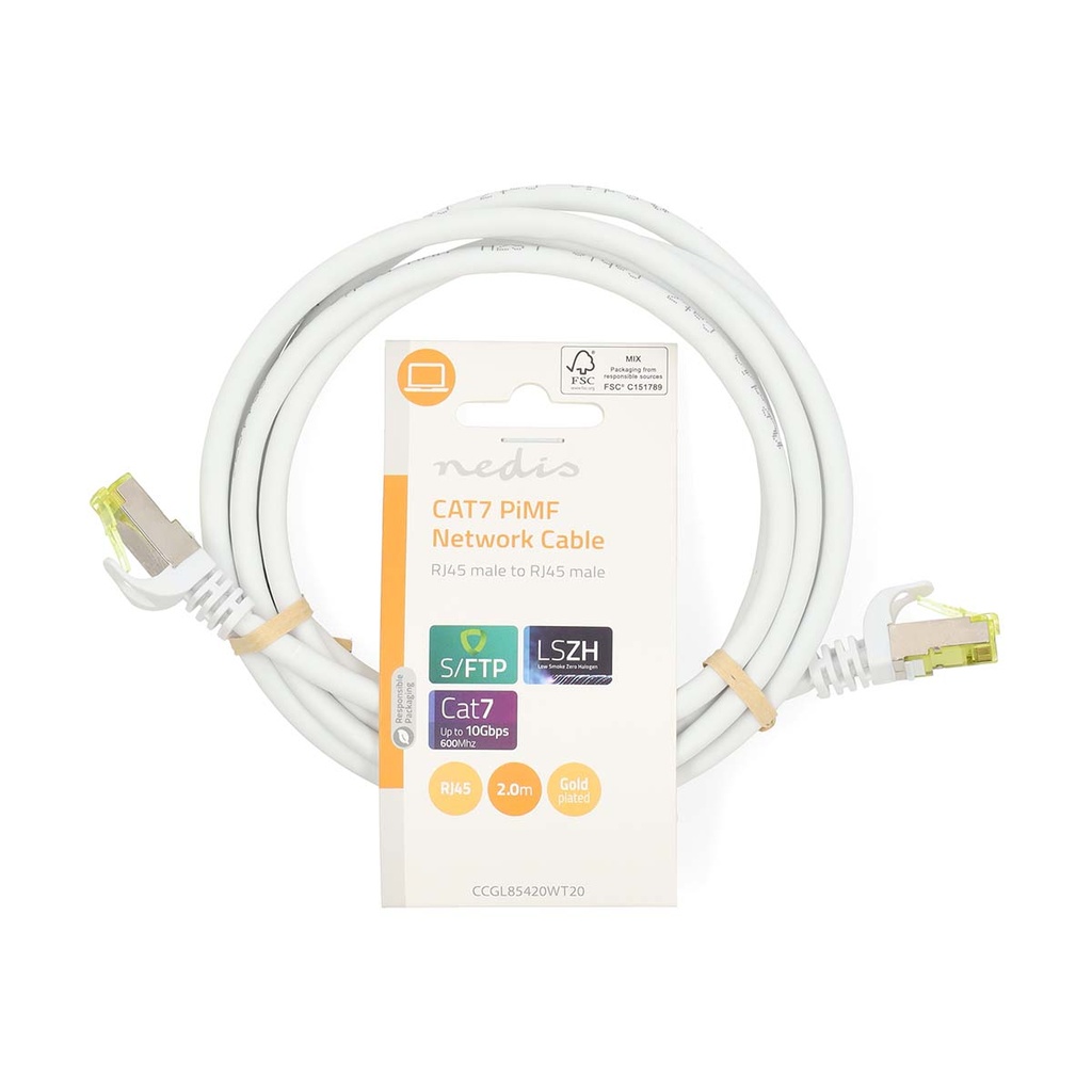 Nedis CCGL85420WT20 CAT7 Netwerkkabel S/FTP RJ45 2m LSZH Wit