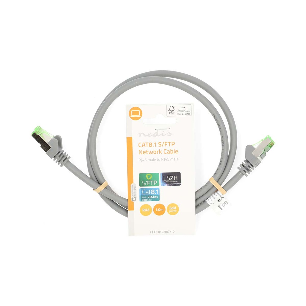 Nedis CCGL85520GY100 Cat 8.1 Netwerkkabel S/FTP RJ45 10m LSZH Grijs 