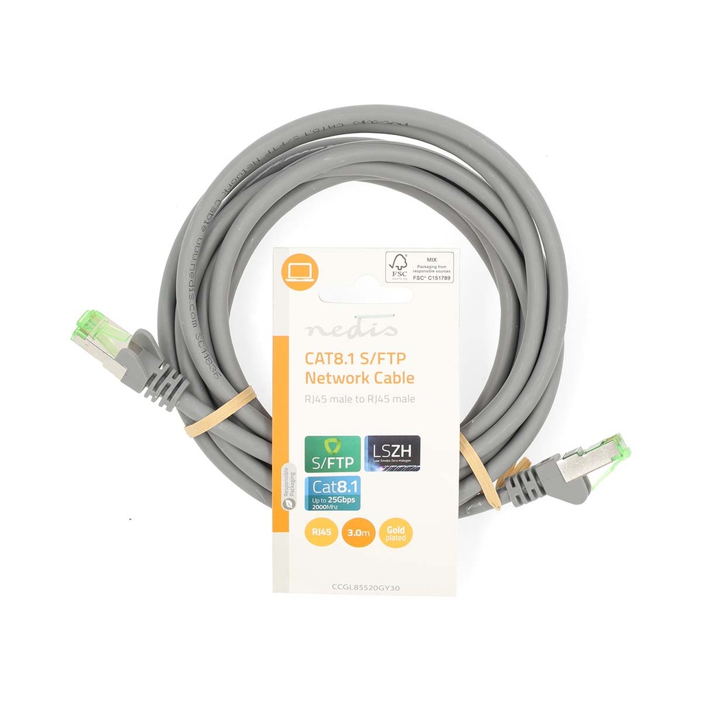 Nedis CCGL85520GY30 Cat 8.1 Netwerkkabel S/FTP RJ45 3m LSZH Grijs