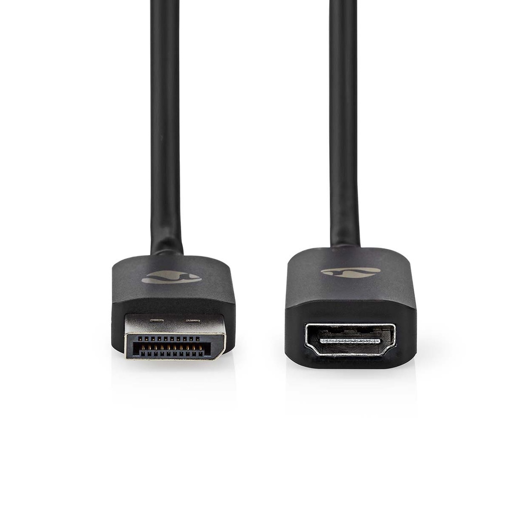 Nedis CCGP37108BK02 DisplayPort-Adapter DisplayPort - HDMI Vrouwelijk 8K@30Hz Vernikkeld 20cm Zwart
