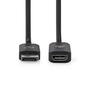 Nedis CCGP37108BK02 DisplayPort-Adapter DisplayPort - HDMI Vrouwelijk 8K@30Hz Vernikkeld 20cm Zwart