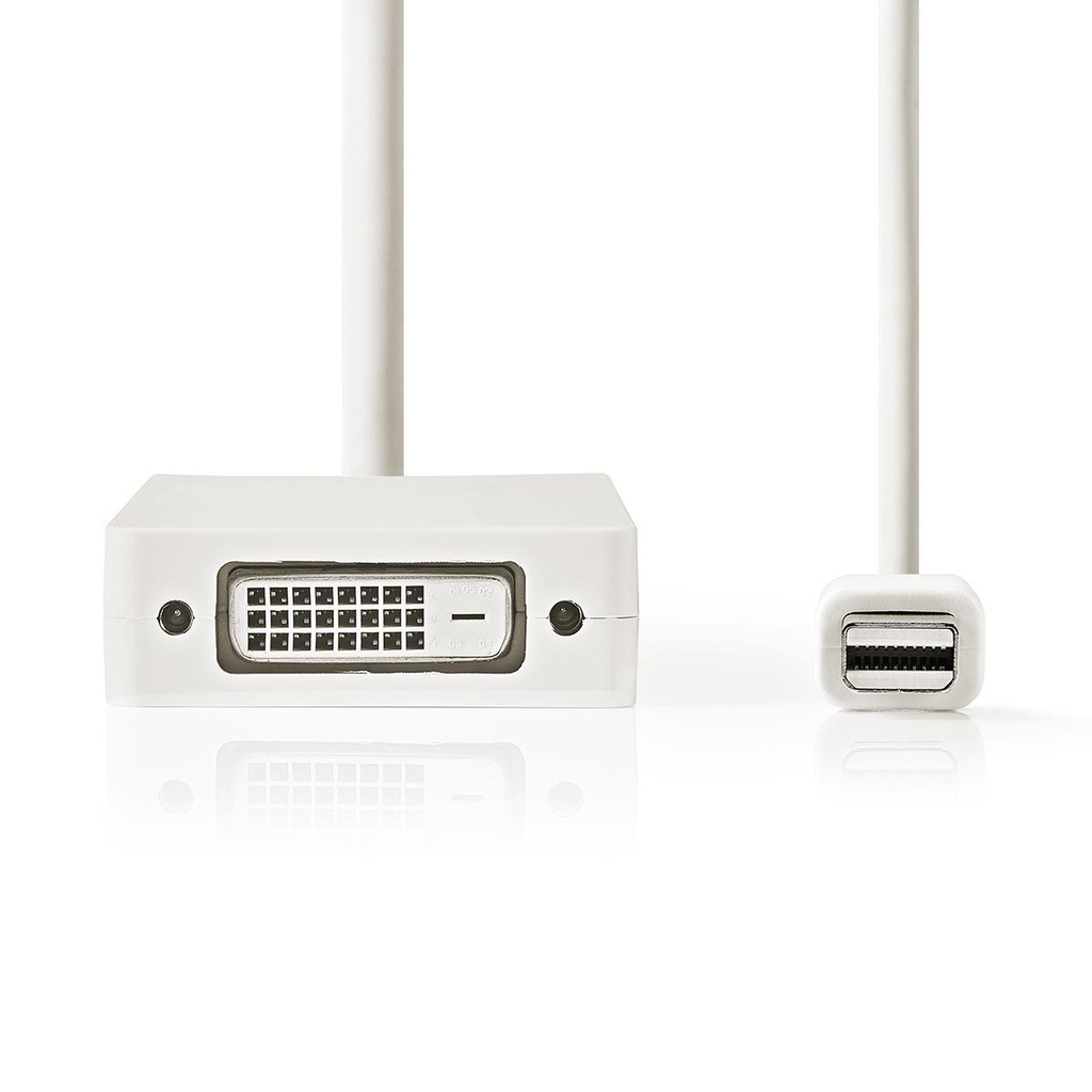 Nedis CCGP37465WT02 Mini DisplayPort-Kabel | DisplayPort 1.2 | Mini-DisplayPort Male | DVI-D 24+1-Pins Female / HDMI™ Input / VGA Female 15p | 21.6 Gbps | Vernikkeld | 0.20 m | Rond | PVC | Wit | Polybag