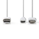 Nedis CCGP39400WT10 USB 2.0-Kabel USB-A - Lightning / USB Micro-B 480 Mbps 1m Vernikkeld Wit 