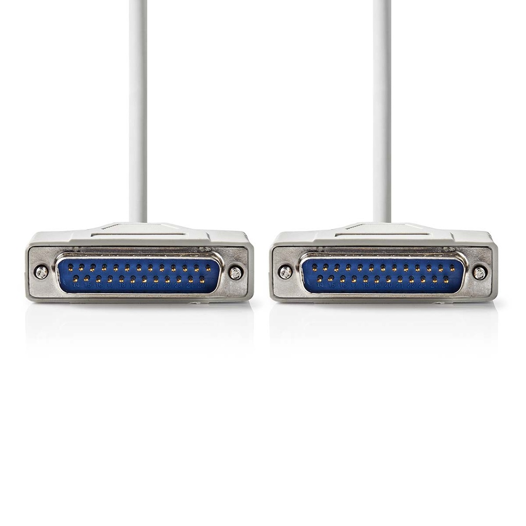 Nedis CCGP52100IV50 Seriële Kabel D-SUB 25-Pin Vernikkeld 5m Ivoor