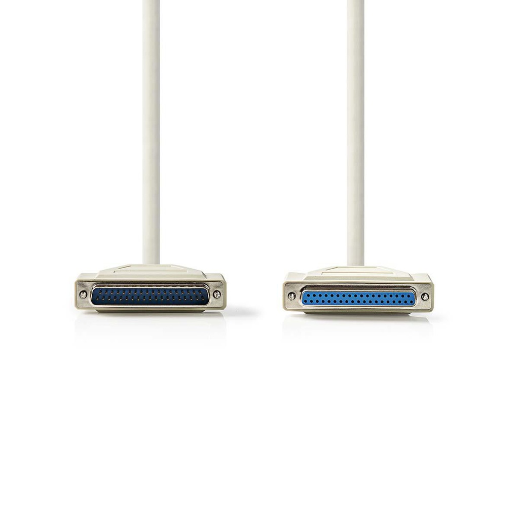 Nedis CCGP52110IV50 Seriële Kabel D-SUB 25-Pins - D-SUB 25-Pins Vrouwelijk Vernikkeld 5m Ivoor 