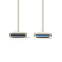 Nedis CCGP52110IV50 Seriële Kabel D-SUB 25-Pins - D-SUB 25-Pins Vrouwelijk Vernikkeld 5m Ivoor 