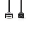 Nedis CCGP60200BK20 USB 2.0 -Kabel USB-A - Mini USB 480 Mbps Vernikkeld 2m Zwart