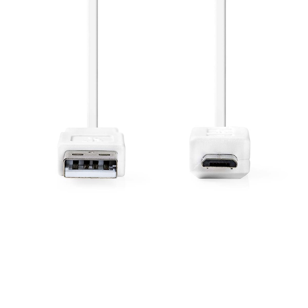 Nedis CCGP60410WT10 USB 2.0 -Kabel USB-A - USB Micro-B 480 Mbps Vernikkeld 1m Plat Wit