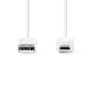 Nedis CCGP60410WT10 USB 2.0 -Kabel USB-A - USB Micro-B 480 Mbps Vernikkeld 1m Plat Wit