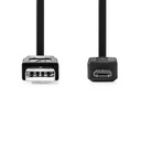 Nedis CCGP60505BK10 USB 2.0-Kabel USB-A -  USB Micro-B 480 Mbps Vernikkeld 1m Plat Zwart