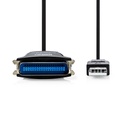 Nedis CCGP60880BK20 Parallelkabel USB-A - Centronics 36-Pins Vernikkeld 2m Zwart