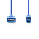 Nedis CCGP61100BU30 USB 3.2 Gen 1-Kabel USB-A - USB-B 5 Gbps Vernikkeld 3m Blauw