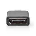 Nedis CCGP64350GY USB 3.2 Gen 1-Adapter USB-C - DisplayPort Vrouwelijk 4K@60Hz Vernikkeld Zwart