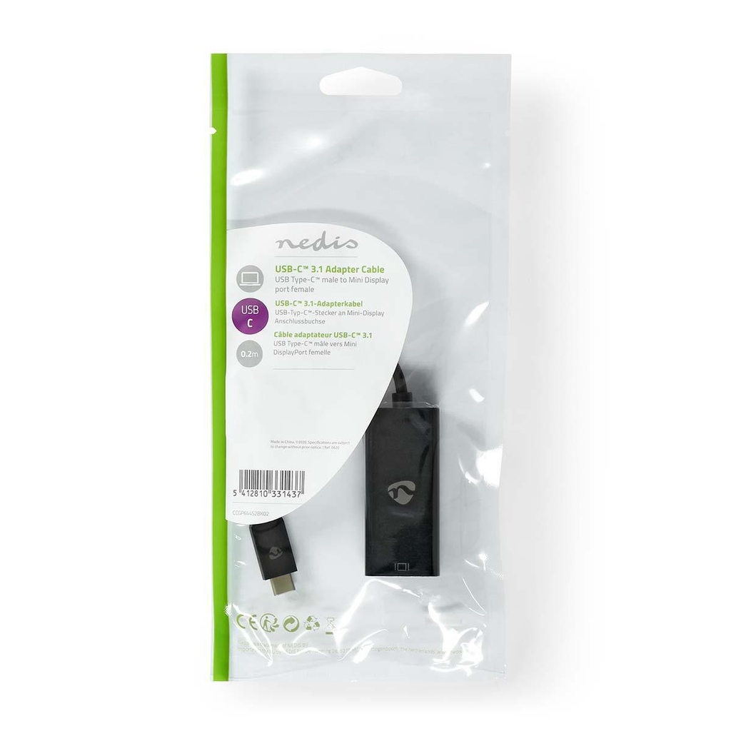 Nedis CCGP64452BK02USB 3.2 Gen 1-Adapter USB-C - Mini DisplayPort Vrouwelijk 8K@60Hz 20cm Zwart 