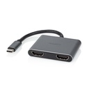 Nedis CCGP64670BK01 USB 3.2 Gen 1-Adapter USB-C - 2x HDMI 10cm Vernikkeld Zwart 