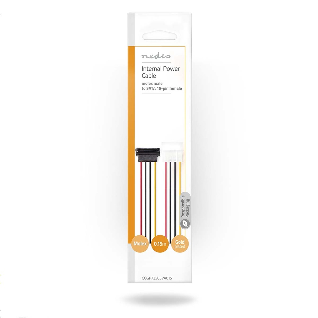 Nedis CCGP73505VA015 Interne Voedingskabel Molex - SATA 15-Pins Verguld 15cm Multicolour