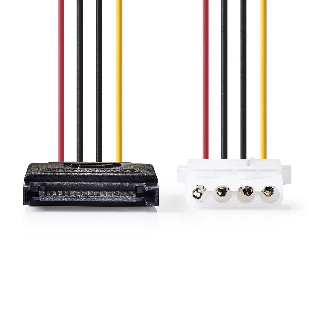 Nedis CCGP73530VA015 Interne Voedingskabel SATA 15-Pins Mannelijk - Molex Vrouwelijk 15cm Multicolour