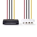 Nedis CCGP73530VA015 Interne Voedingskabel SATA 15-Pins Mannelijk - Molex Vrouwelijk 15cm Multicolour