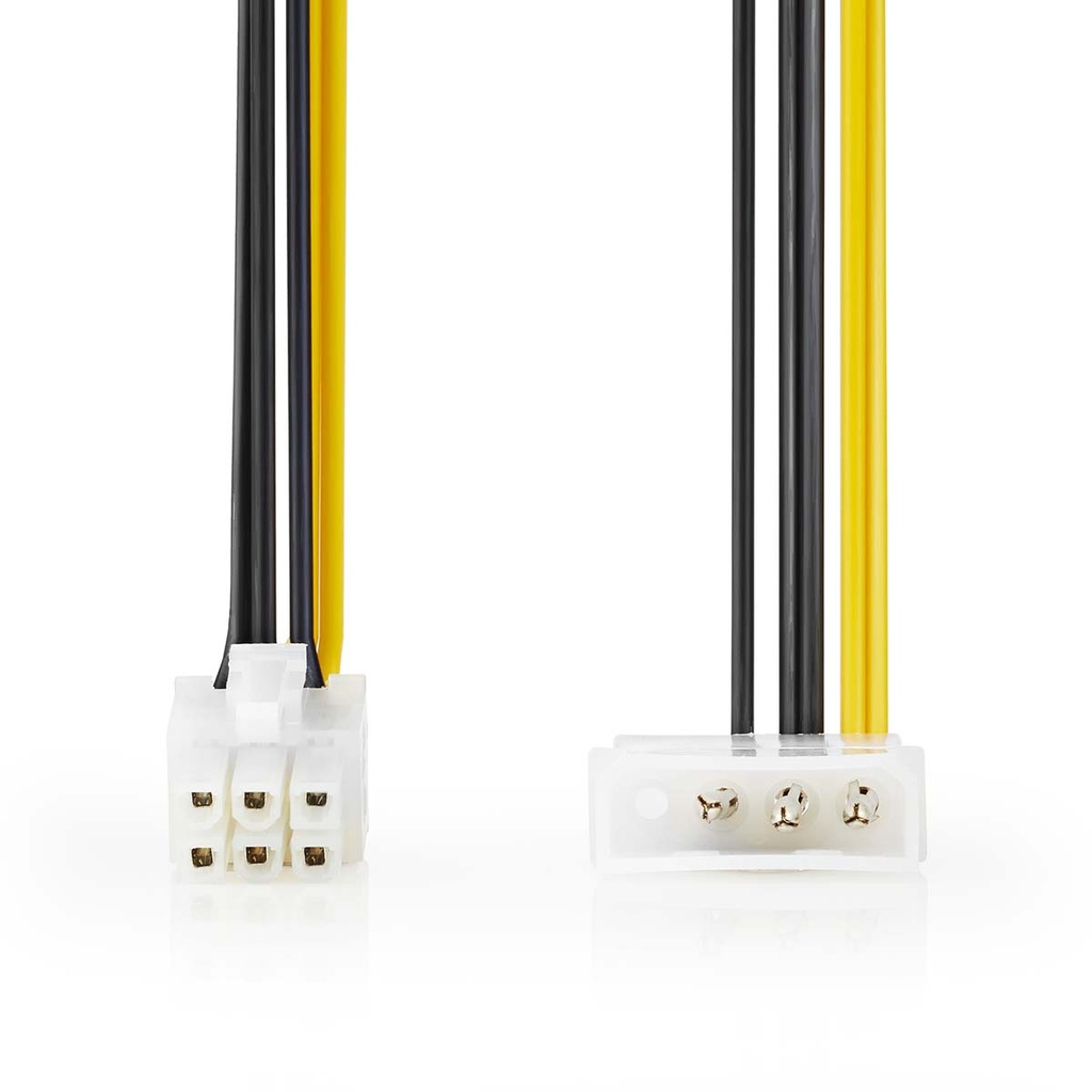 Nedis CCGP74060VA015 Interne Voedingskabel Molex -PCI-Express Verguld 20cm Geel / Zwart