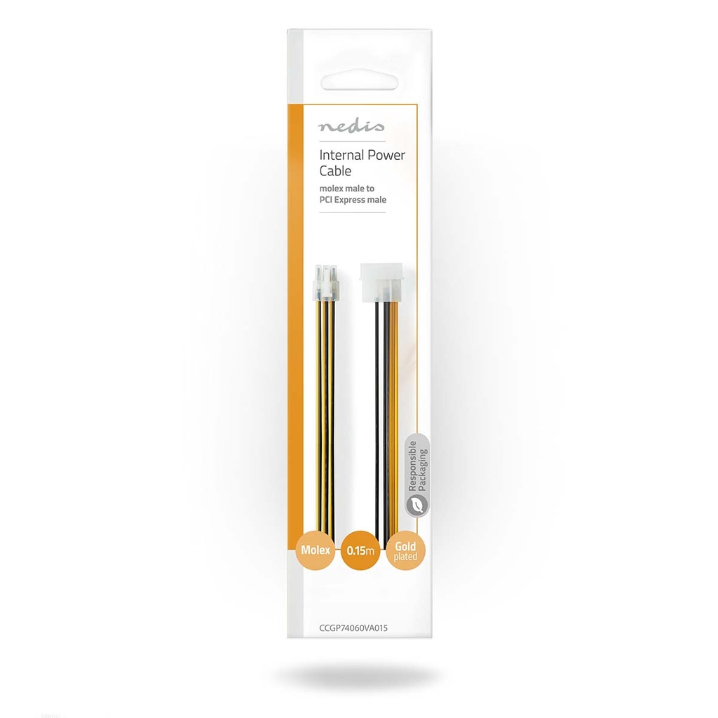 Nedis CCGP74060VA015 Interne Voedingskabel Molex -PCI-Express Verguld 20cm Geel / Zwart
