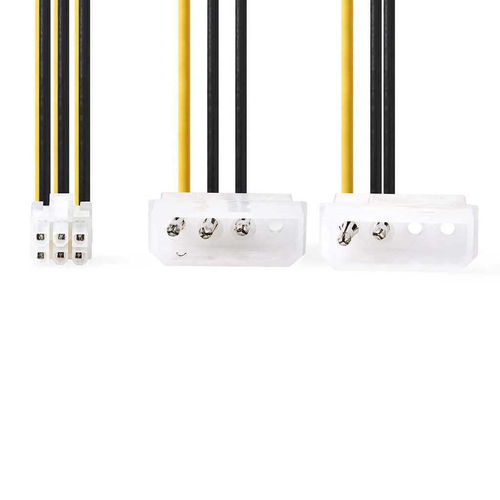 Nedis CCGP74210VA015 Interne Voedingskabel 2x Molex - PCI-Express Vrouwelijk Verguld 20cm Geel / Zwart 