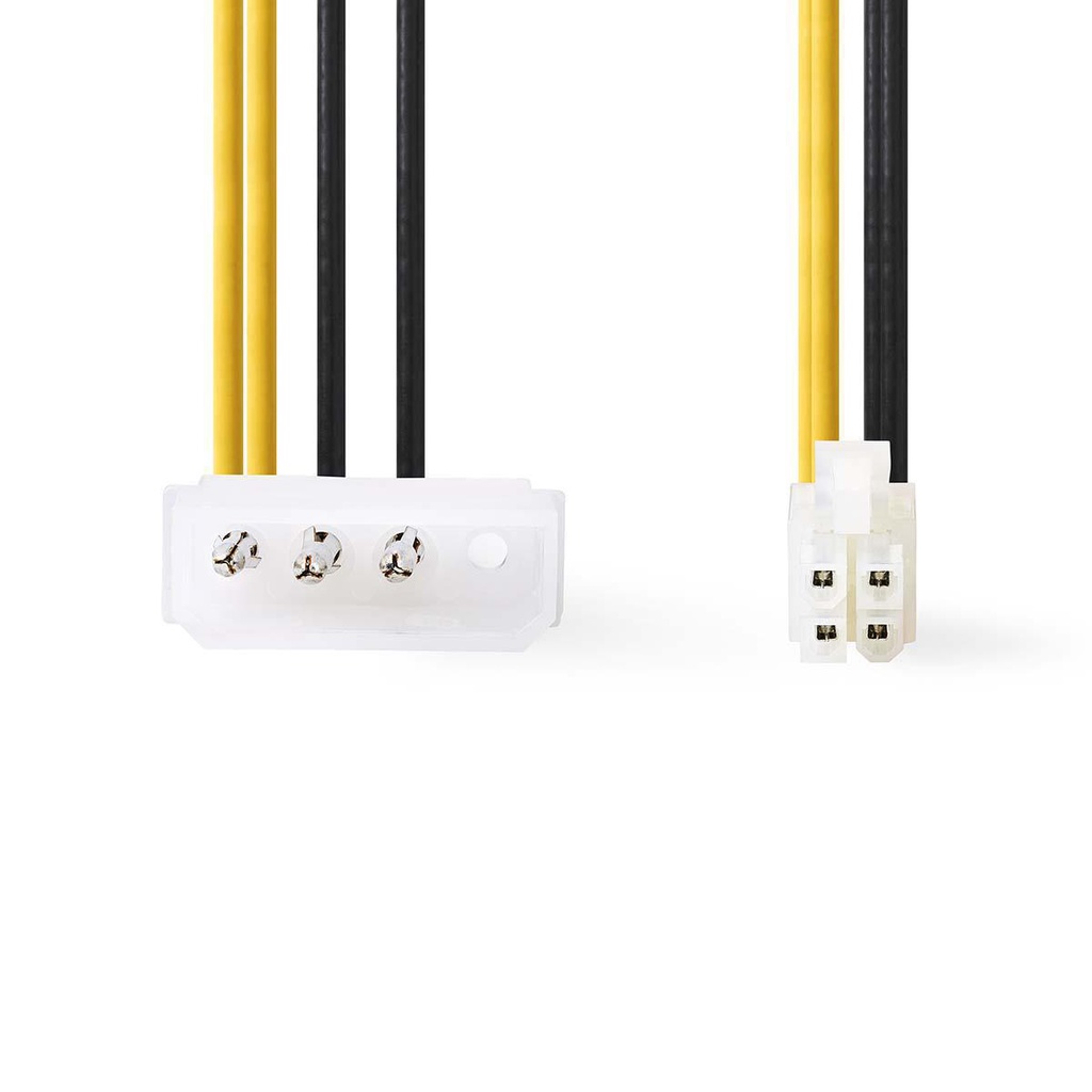 Nedis CCGP74340VA015 Interne Voedingskabel P4 - Molex Verguld 20cm Geel / Zwart 