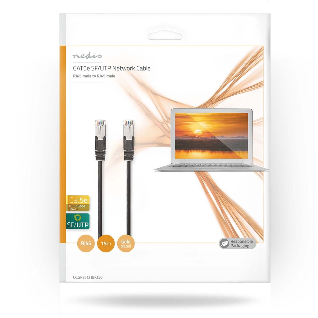 Nedis CCGP85121BK150 CAT5e Netwerkkabel SF/UTP RJ45 15 Zwart 