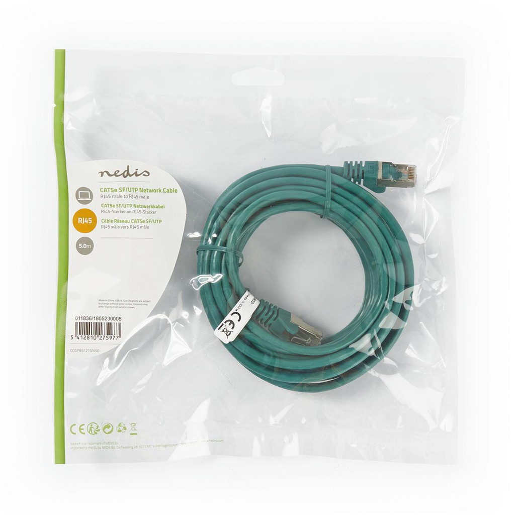Nedis CCGP85121GN50 CAT5e Netwerkkabel SF/UTP RJ45 5m Groen