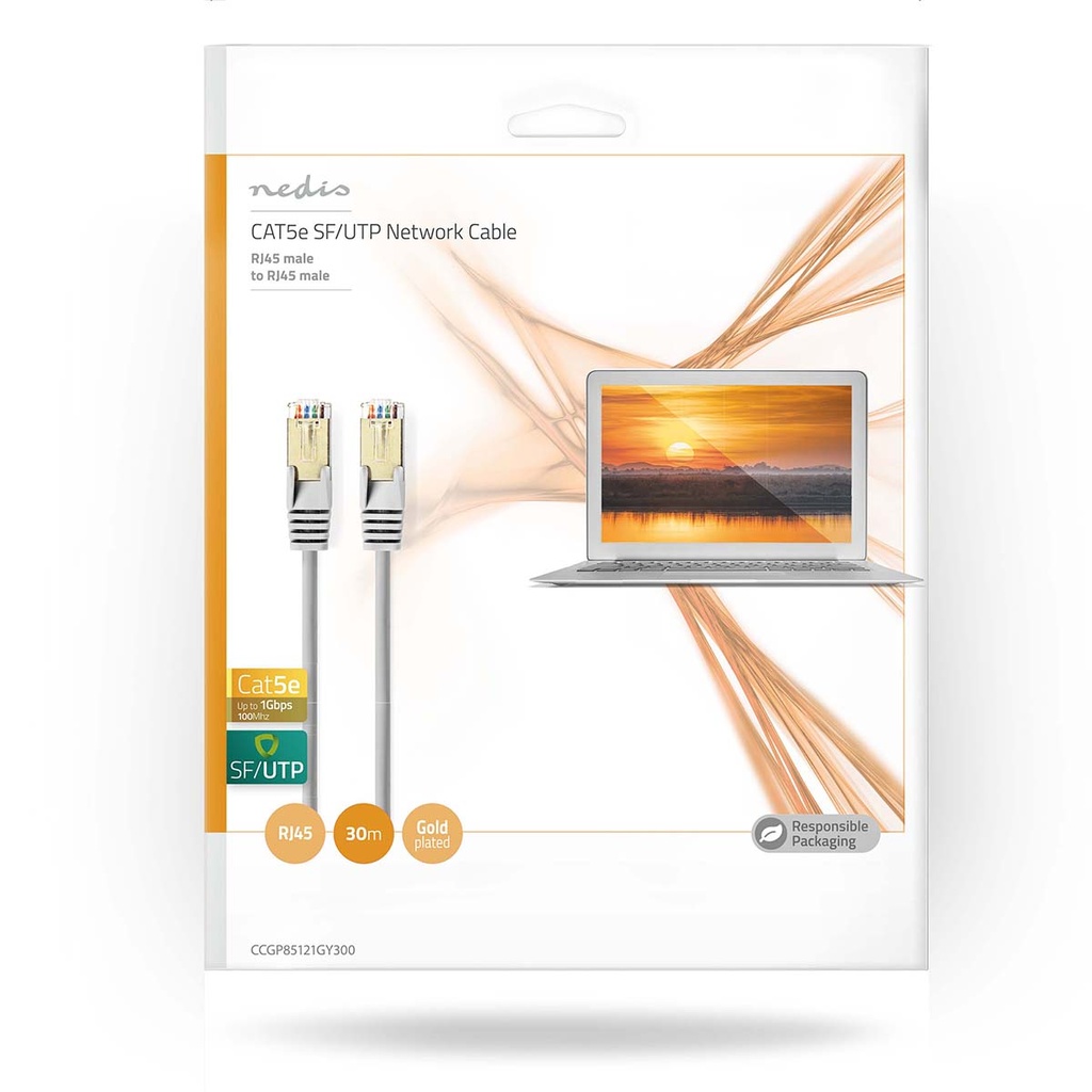 Nedis CCGP85121GY300 CAT5e Netwerkkabel SF/UTP RJ45 30m Grijs