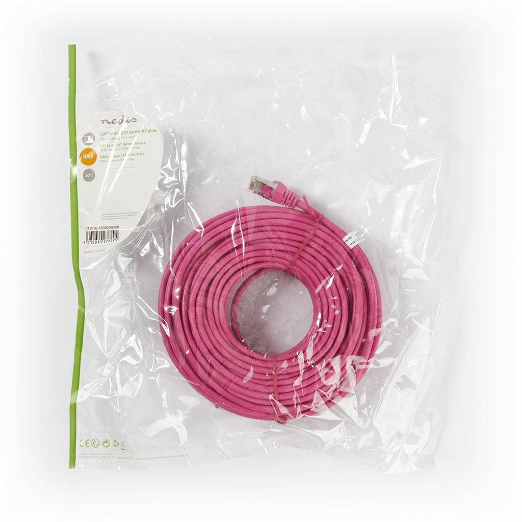 Nedis CCGP85121PK200 CAT5e Netwerkkabel SF/UTP RJ45 20m Roze