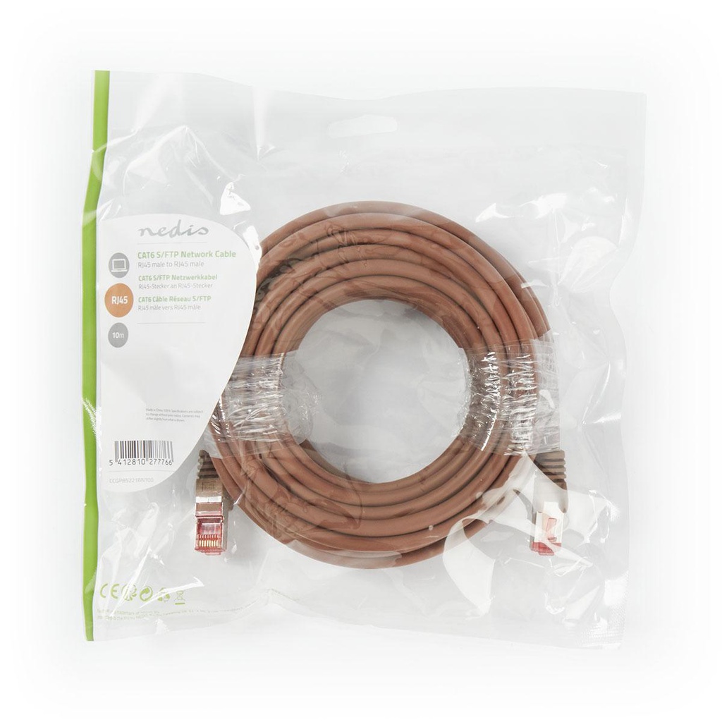Nedis CCGP85221BN100 CAT6 Netwerkkabel S/FTP RJ45 10m LSZH Bruin 