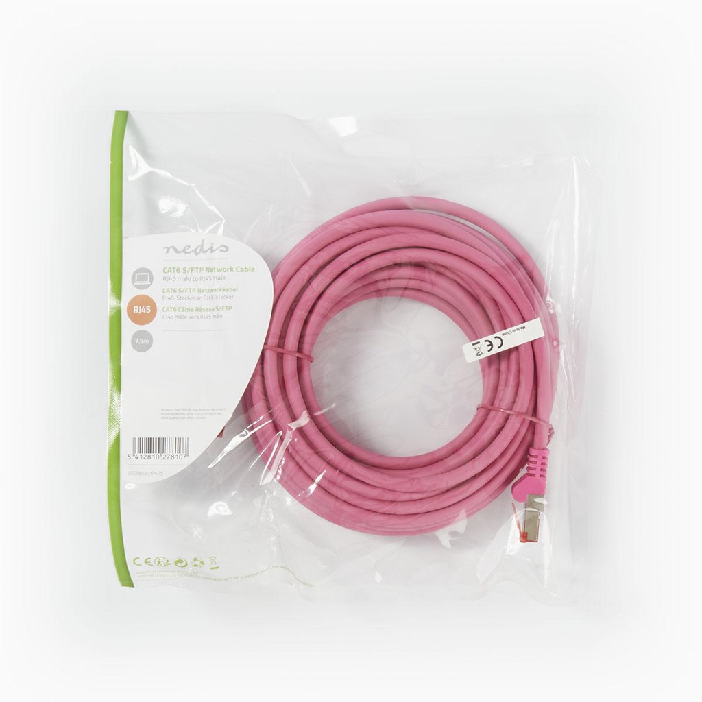 Nedis CCGP85221PK75 CAT6 Netwerkkabel S/FTP RJ45 7.5m LSZH Roze 