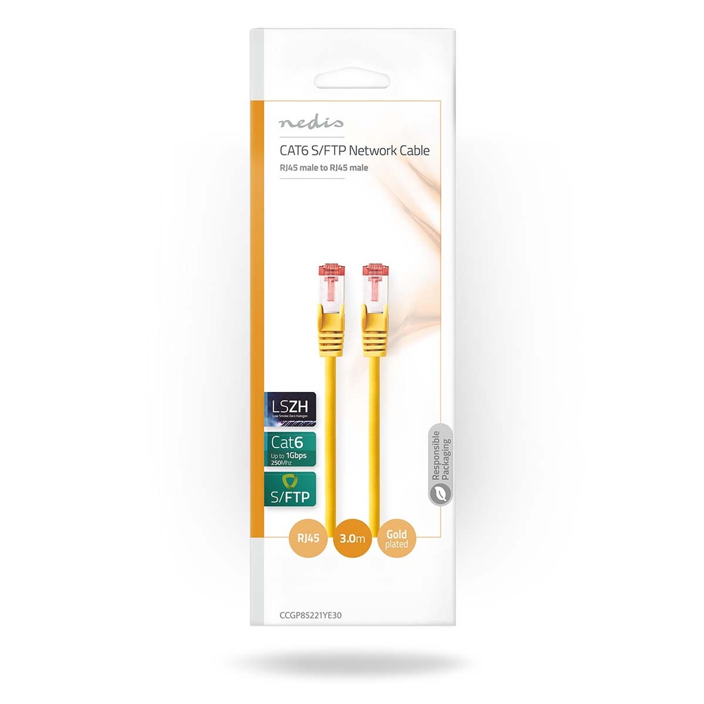 Nedis CCGP85221YE30 CAT6 Netwerkkabel RJ45 S/FTP 3m LSZH Geel 