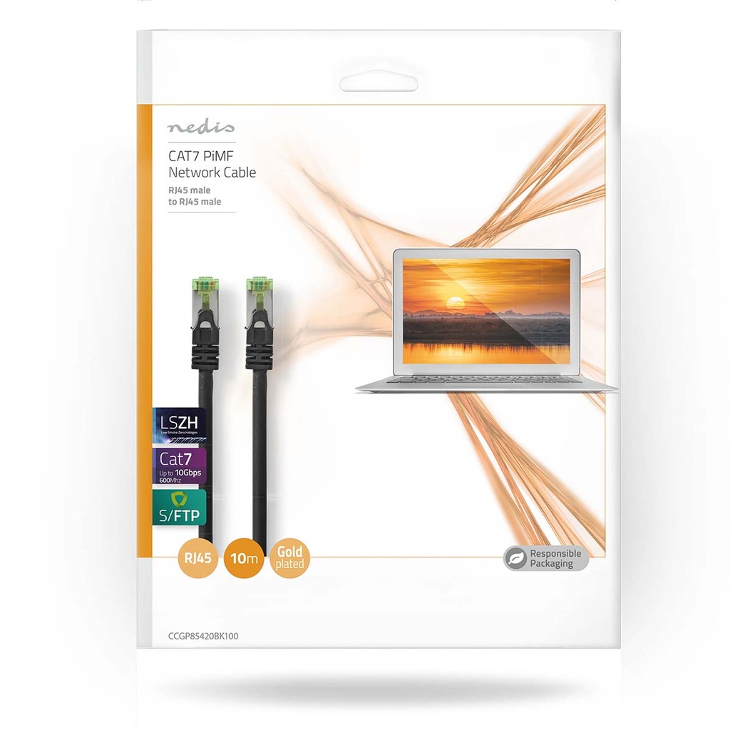 Nedis CCGP85420BK100 CAT7 Netwerkkabel S/FTP RJ45 10m LSZH Zwart 