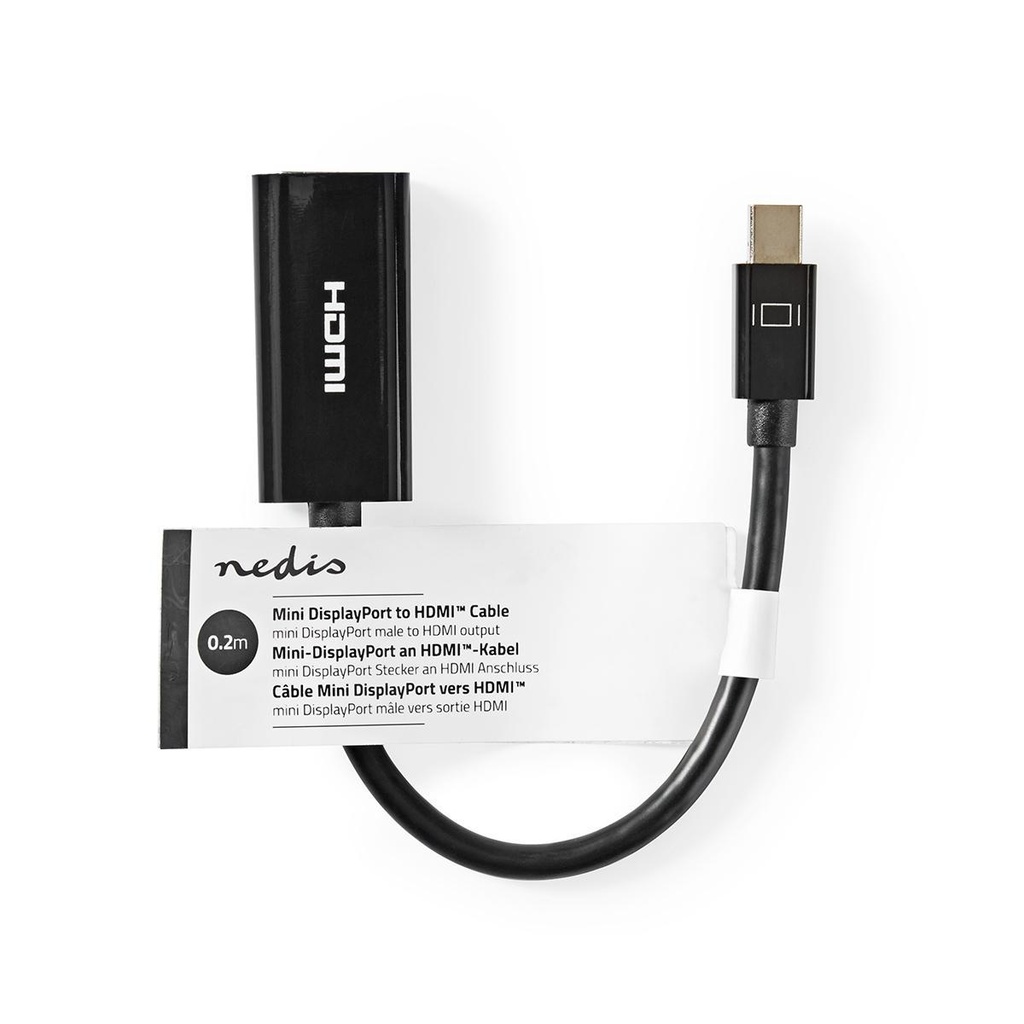 Nedis CCGT37650BK02 Mini DisplayPort 1.2-Kabel Mini-DisplayPort - HDMI Vrouwelijk 21.6 Gbps 20cm Zwart 