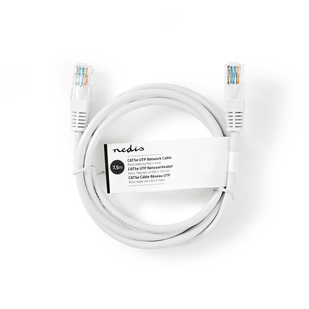 Nedis CCGT85100WT75 CAT5e Netwerkkabel U/UTP RJ45 7.5m Wit
