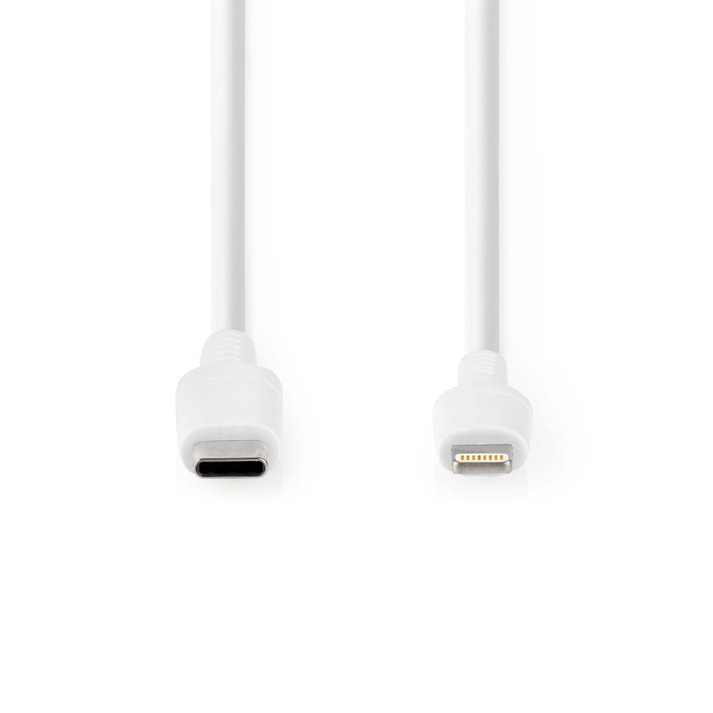 Nedis CCGW39650WT20 USB 2.0-Kabel Lightning - USB-C 480 Mbps Vernikkeld 2m Wit 