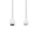 Nedis CCGW39650WT20 USB 2.0-Kabel Lightning - USB-C 480 Mbps Vernikkeld 2m Wit 