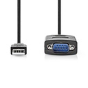 Nedis CCGW60852BK09 RS232-Converter USB-A - RS232 Vernikkeld 90cm Zwart 