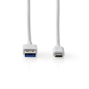 Nedis CCGW61600WT20 USB 3.2 Gen 1-Kabel USB-A - USB-C 60 W 5 Gbps Vernikkeld 2m Wit 