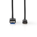 Nedis CCGW61650BK10 USB 3.2 Gen 2-Kabel USB-A - USB-C 60 W 10 Gbps Vernikkeld 1m Zwart 