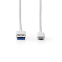 Nedis CCGW61650WT10 USB 3.2 Gen 2-Kabel  USB-A - USB-C 60 W 10 Gbps Vernikkeld 1m Wit 