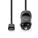 Nedis CCHAC300ABK Autolader 15W 3.0 A USB-C 1m Enkel Voltage Zwart