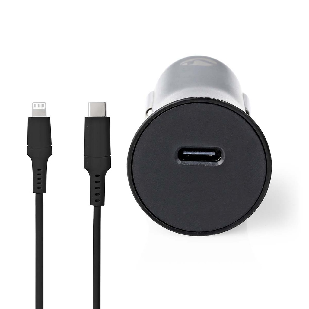 Nedis CCPDL20W111BK Autolader 20W 1.67/2.22/3A USB-C - Lightning 1m Automatische Voltage Zwart