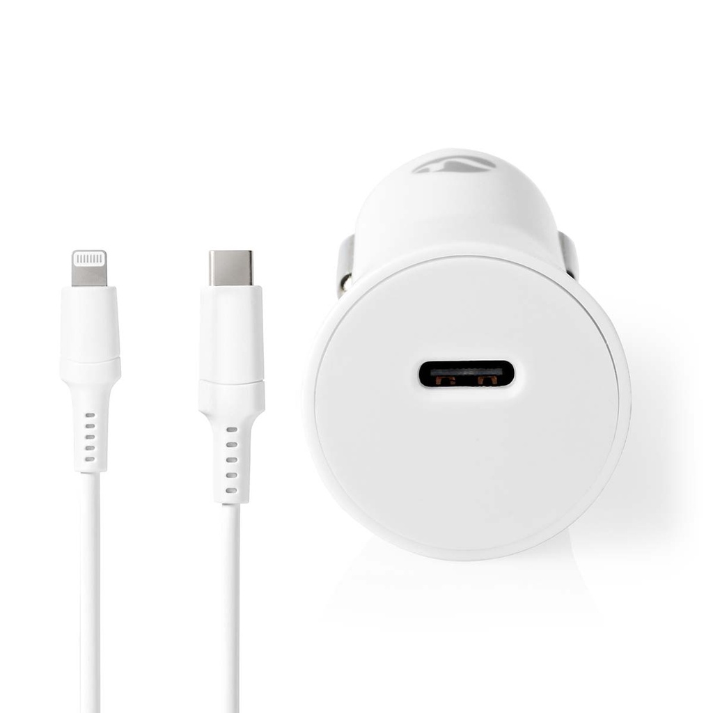 Nedis CCPDL20W111WT Autolader 20W 1.67/2.22/3A USB-C - Lightning 1m Automatische Voltage Wit