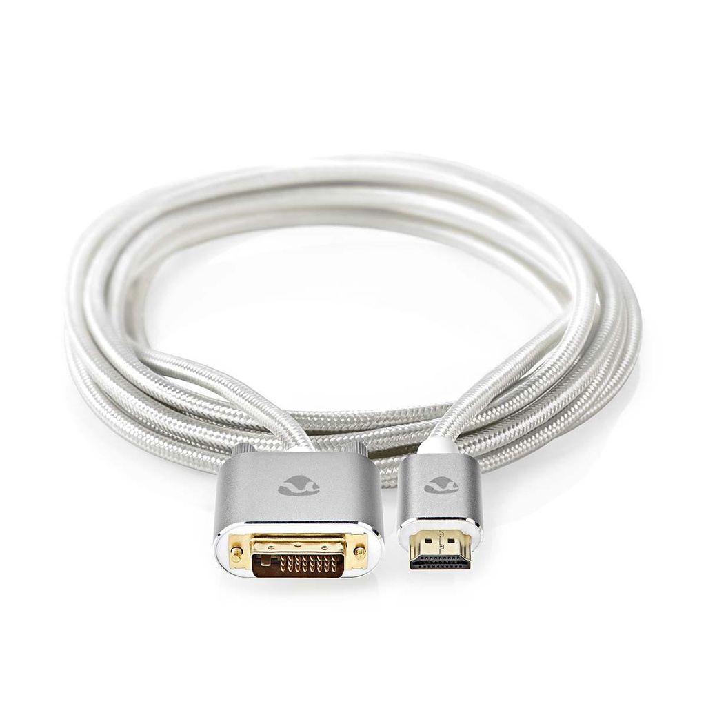 Nedis CCTB34800AL20 HDMI Kabel HDMI - DVI-D 24+1-Pins  2560x1600@60Hz Verguld 2m Zilver
