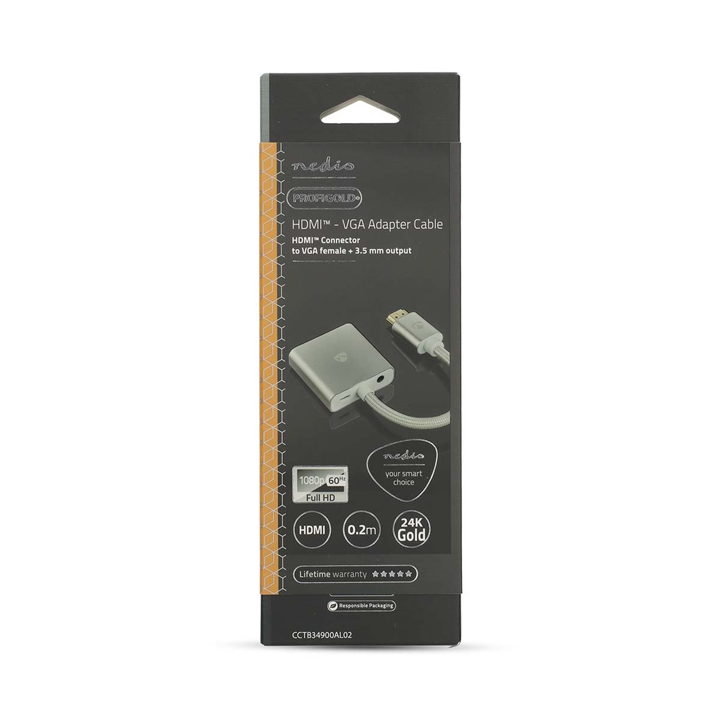 Nedis CCTB34900AL02 VGA-Adapter HDMI - VGA vrouwelijk Verguld Zilver 