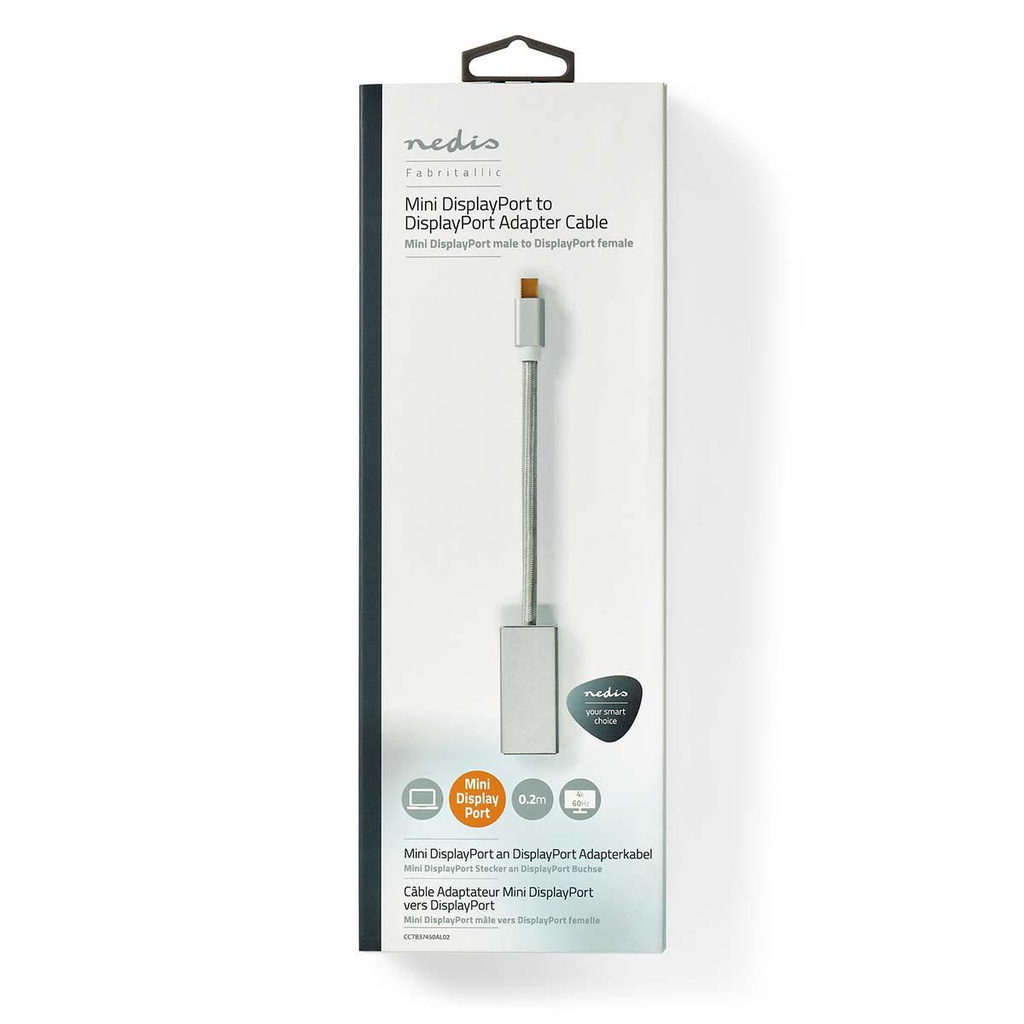 Nedis CCTB37450AL02 Mini DisplayPort 1.2 -Kabel Mini-DisplayPort - DisplayPort vrouwelijk 20cm Zilver